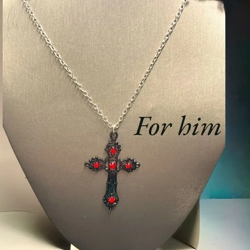 Unisex l Cross Series l Rhinestone Necklace l New